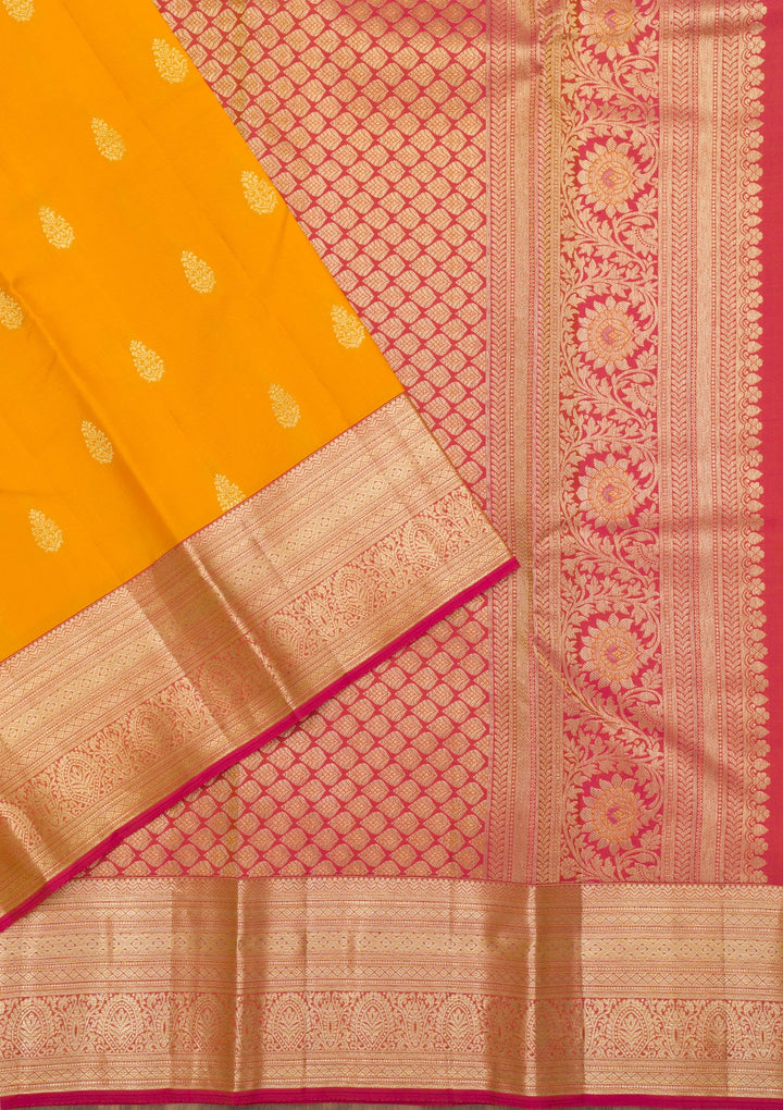 Mustard Zariwork Pure Silk Saree-Koskii