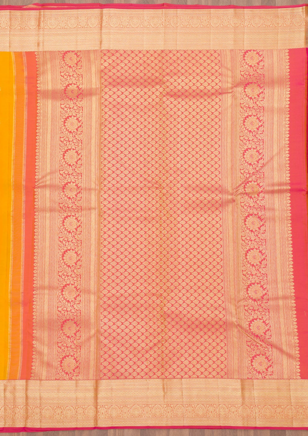 Mustard Zariwork Pure Silk Saree-Koskii