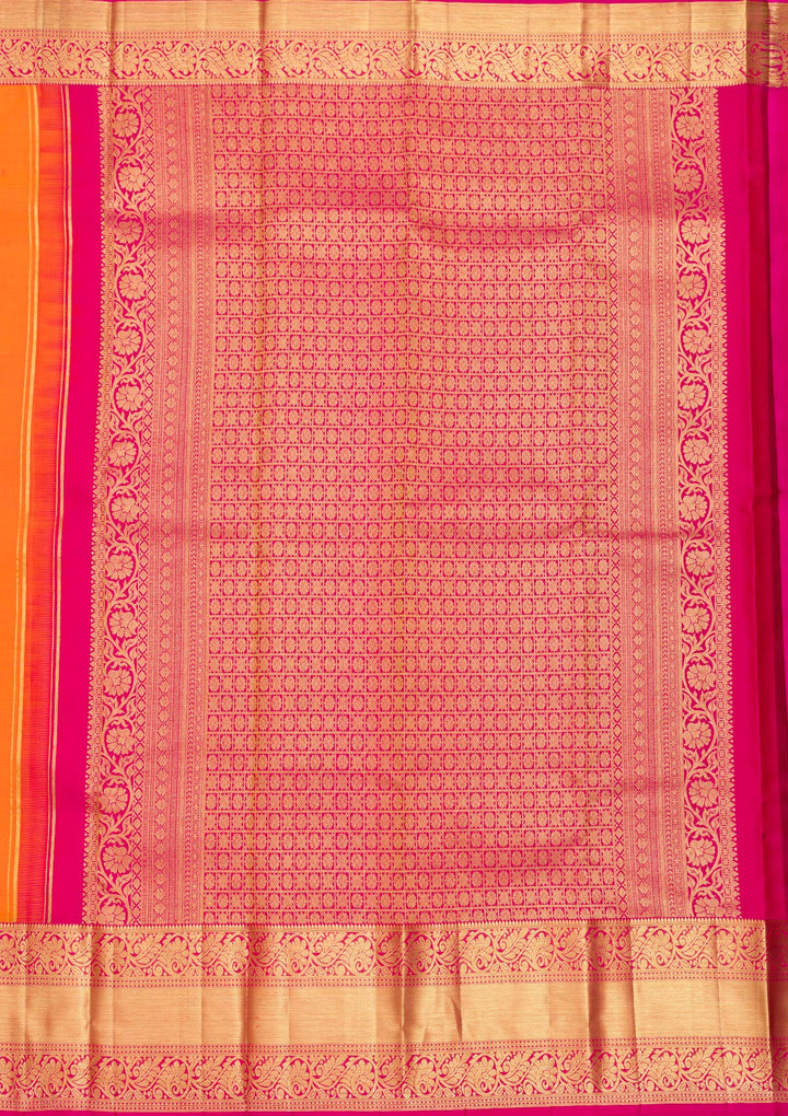 Mustard Zariwork Pure Silk Saree-Koskii