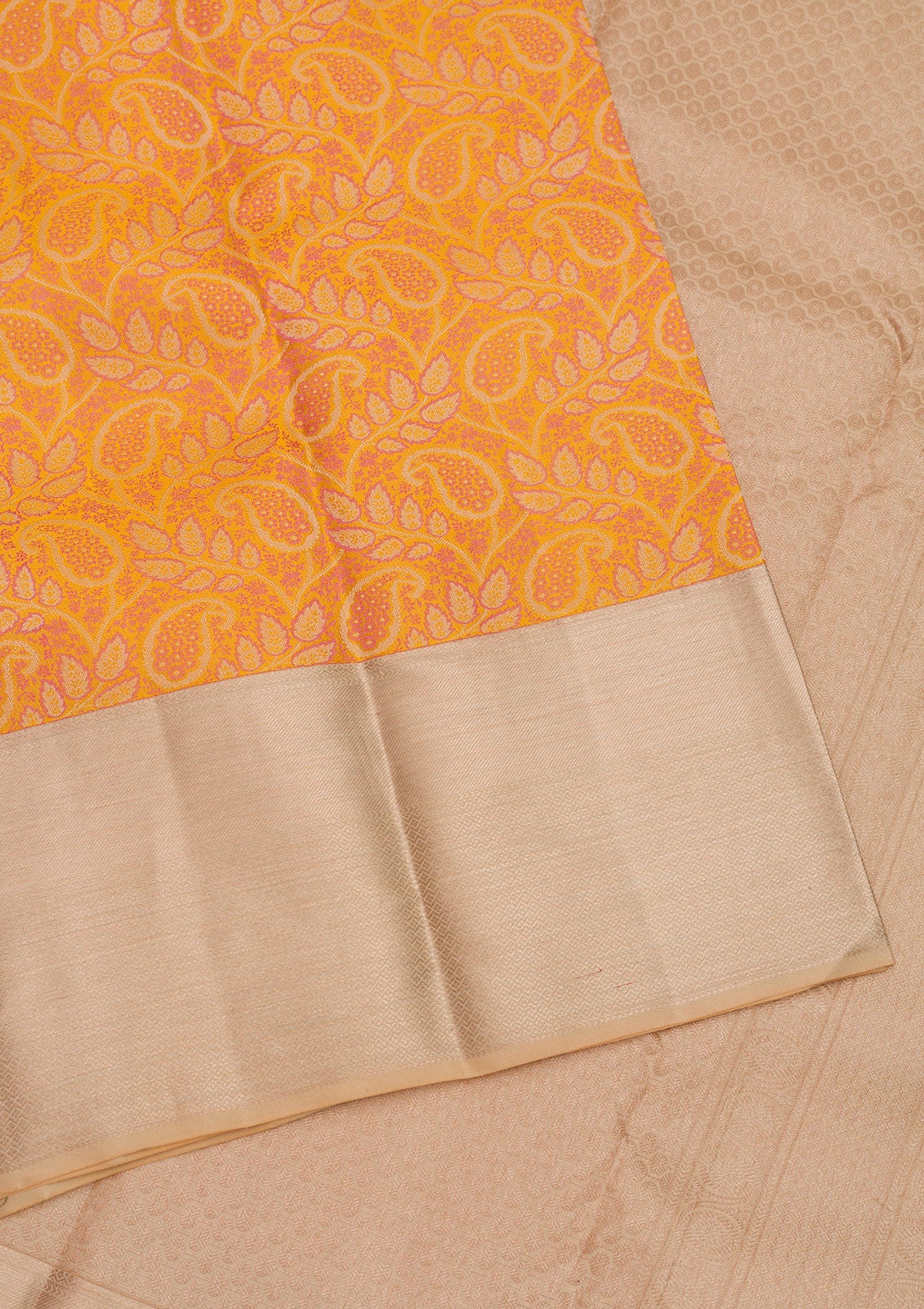 Mustard Zariwork Pure Silk Saree-Koskii