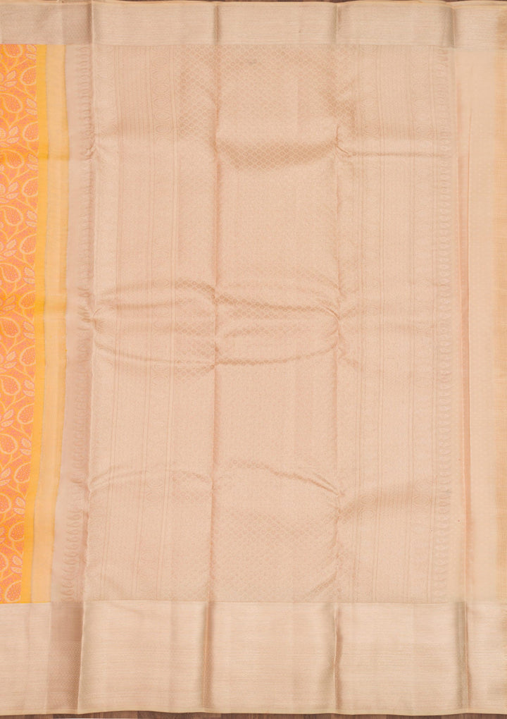 Mustard Zariwork Pure Silk Saree-Koskii