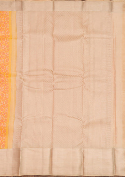 Mustard Zariwork Pure Silk Saree-Koskii