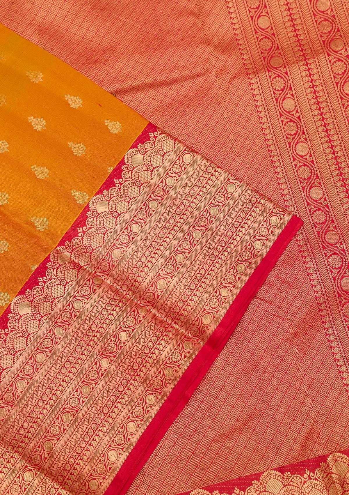 Mustard Zariwork Pure Silk Saree-Koskii