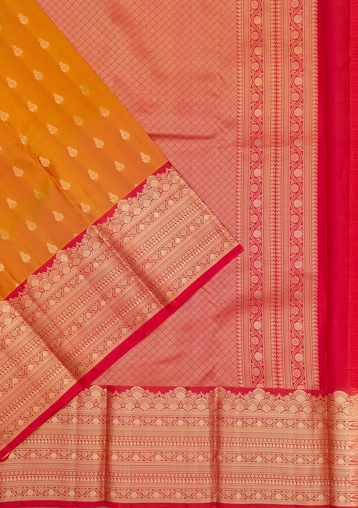 Mustard Zariwork Pure Silk Saree-Koskii