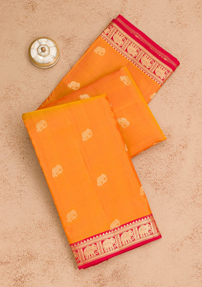 Mustard Zariwork Pure Silk Saree-Koskii