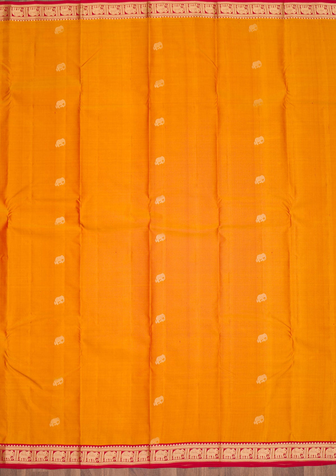 Mustard Zariwork Pure Silk Saree-Koskii