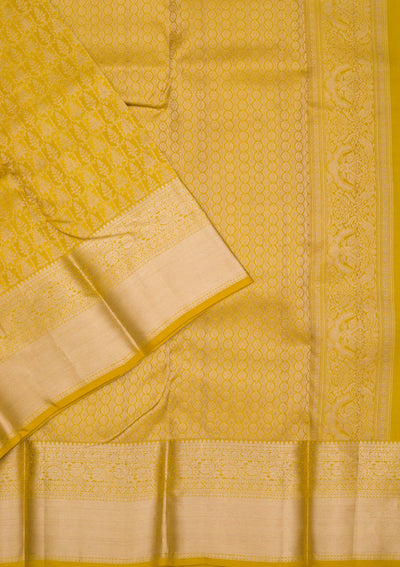 Mustard Zariwork Pure Silk Saree-Koskii