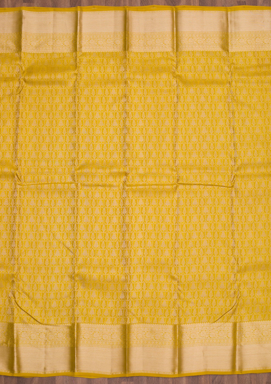 Mustard Zariwork Pure Silk Saree-Koskii