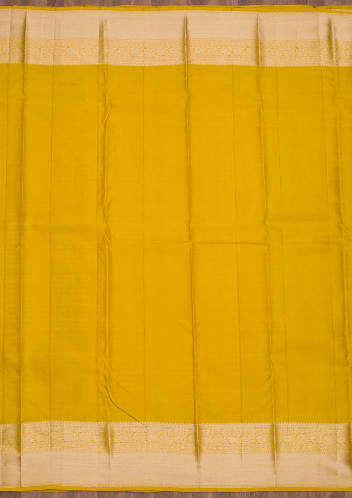 Mustard Zariwork Pure Silk Saree-Koskii