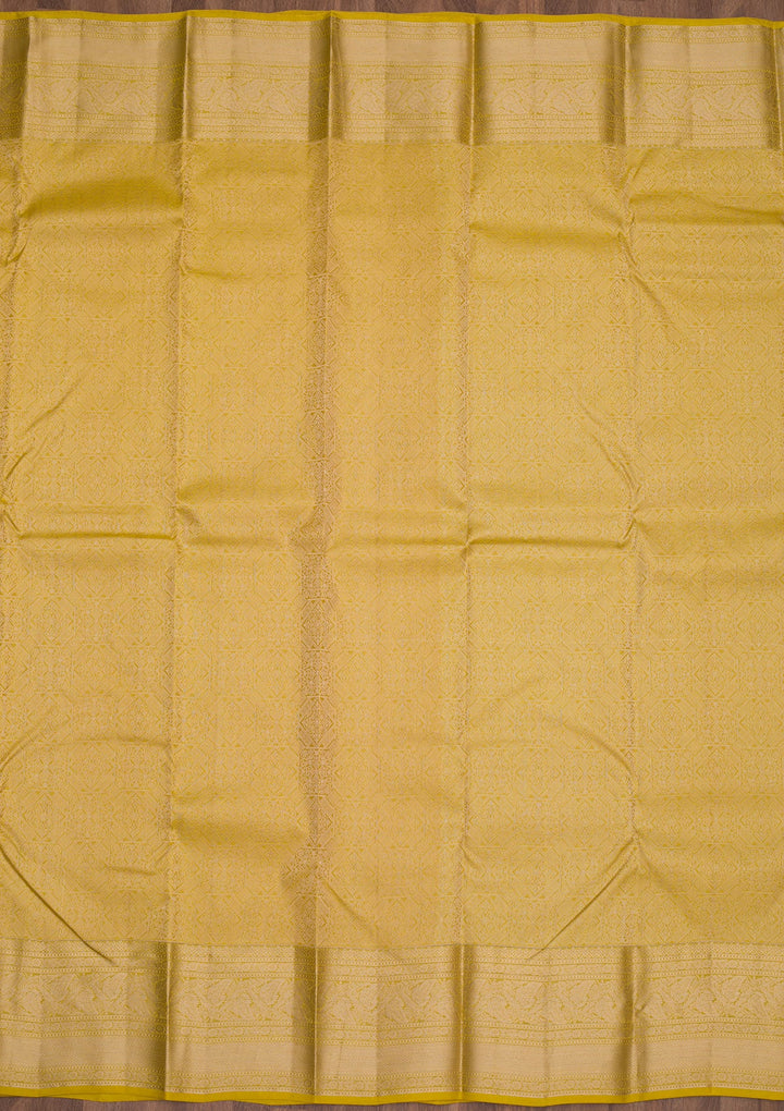 Mustard Zariwork Pure Silk Saree-Koskii