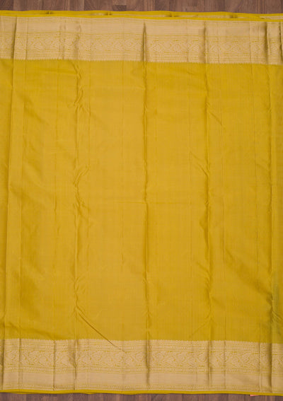 Mustard Zariwork Pure Silk Saree-Koskii