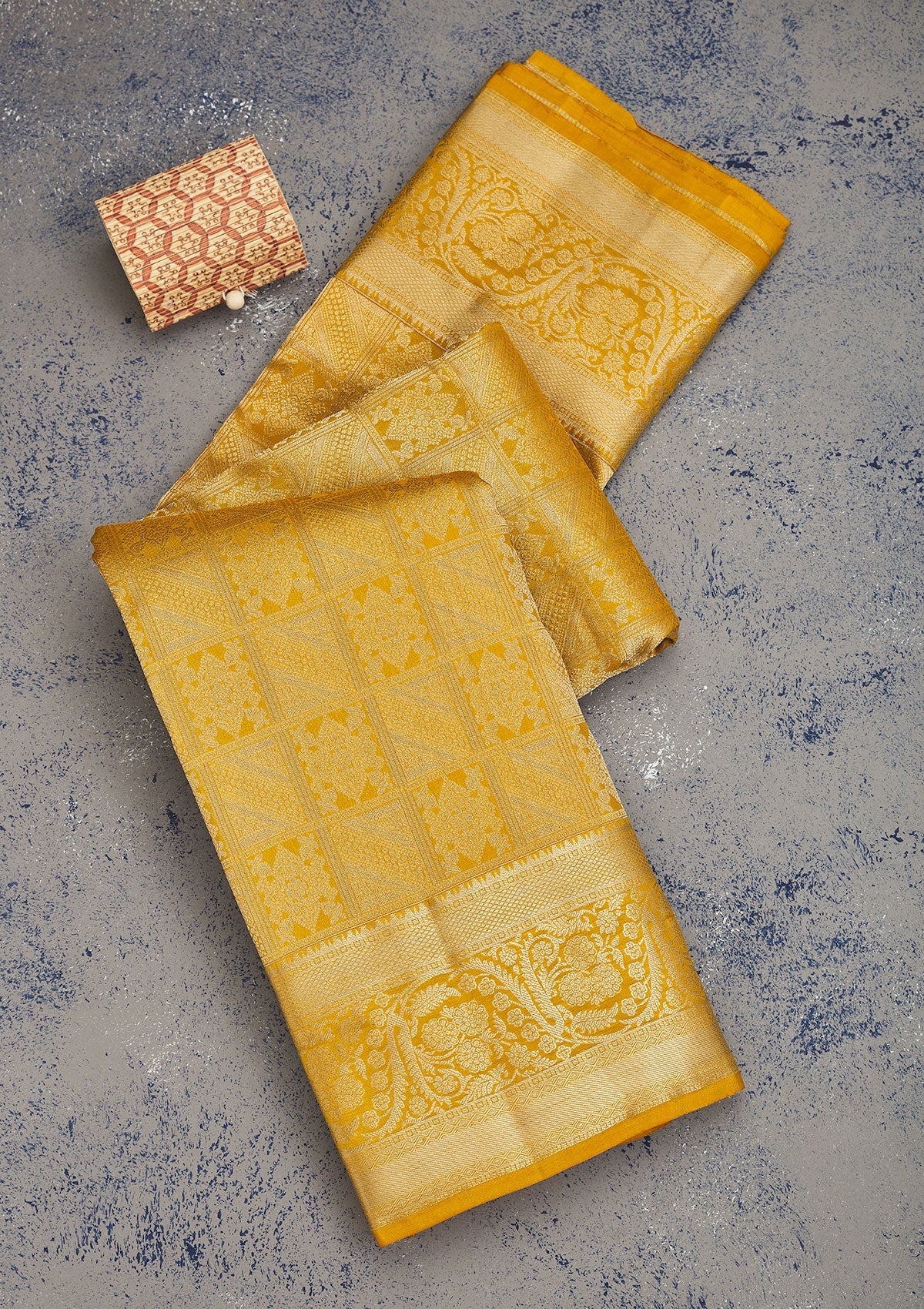 Mustard Zariwork Pure Silk Saree-Koskii