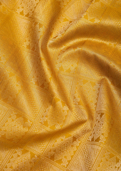 Mustard Zariwork Pure Silk Saree-Koskii