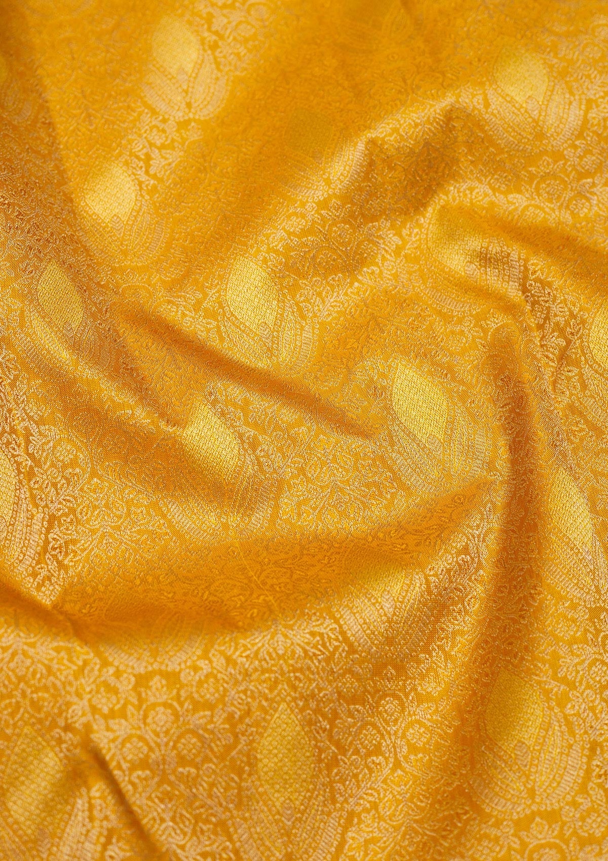 Mustard Zariwork Pure Silk Saree-Koskii