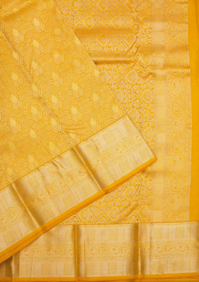 Mustard Zariwork Pure Silk Saree-Koskii