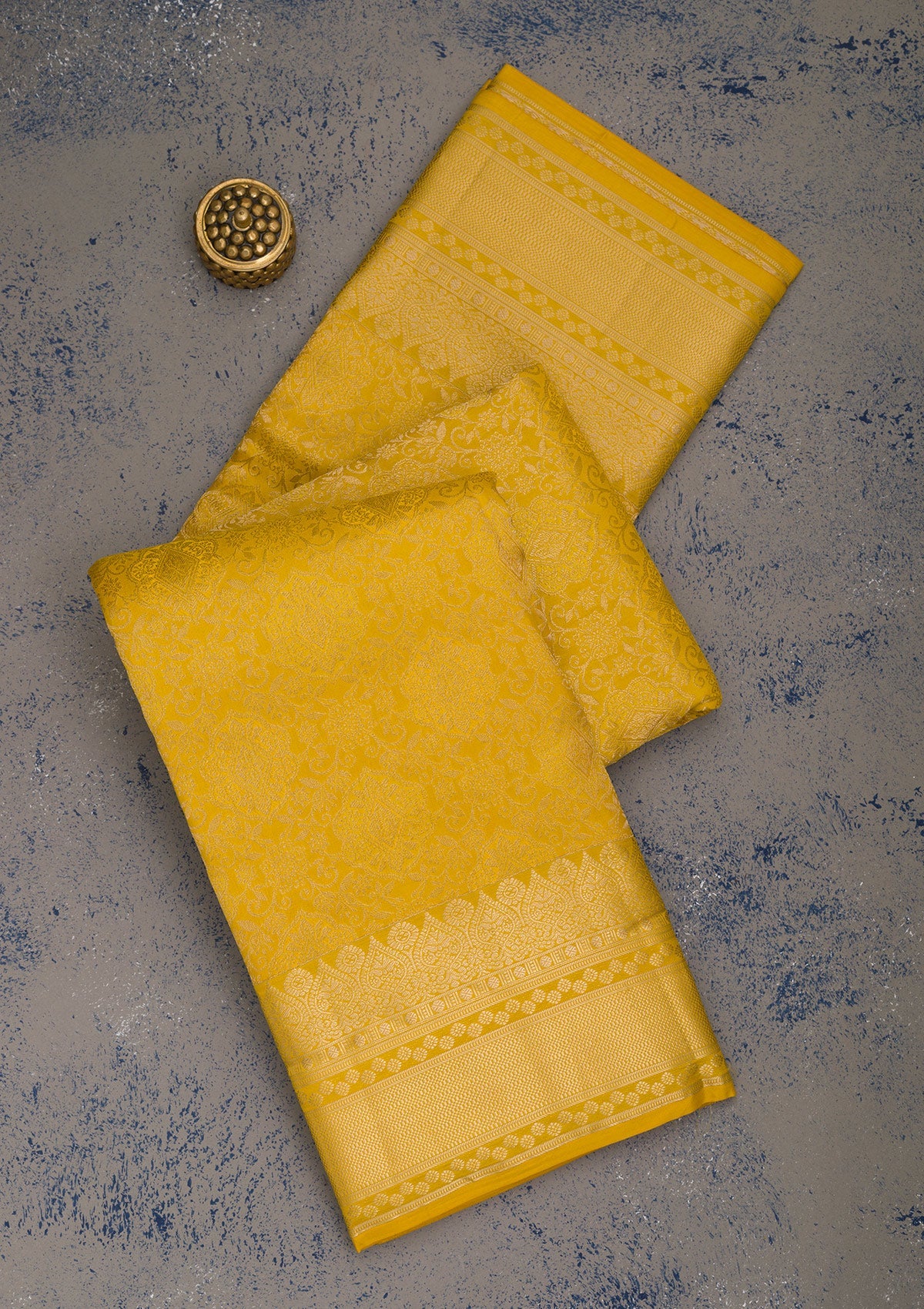 Mustard Zariwork Pure Silk Saree-Koskii