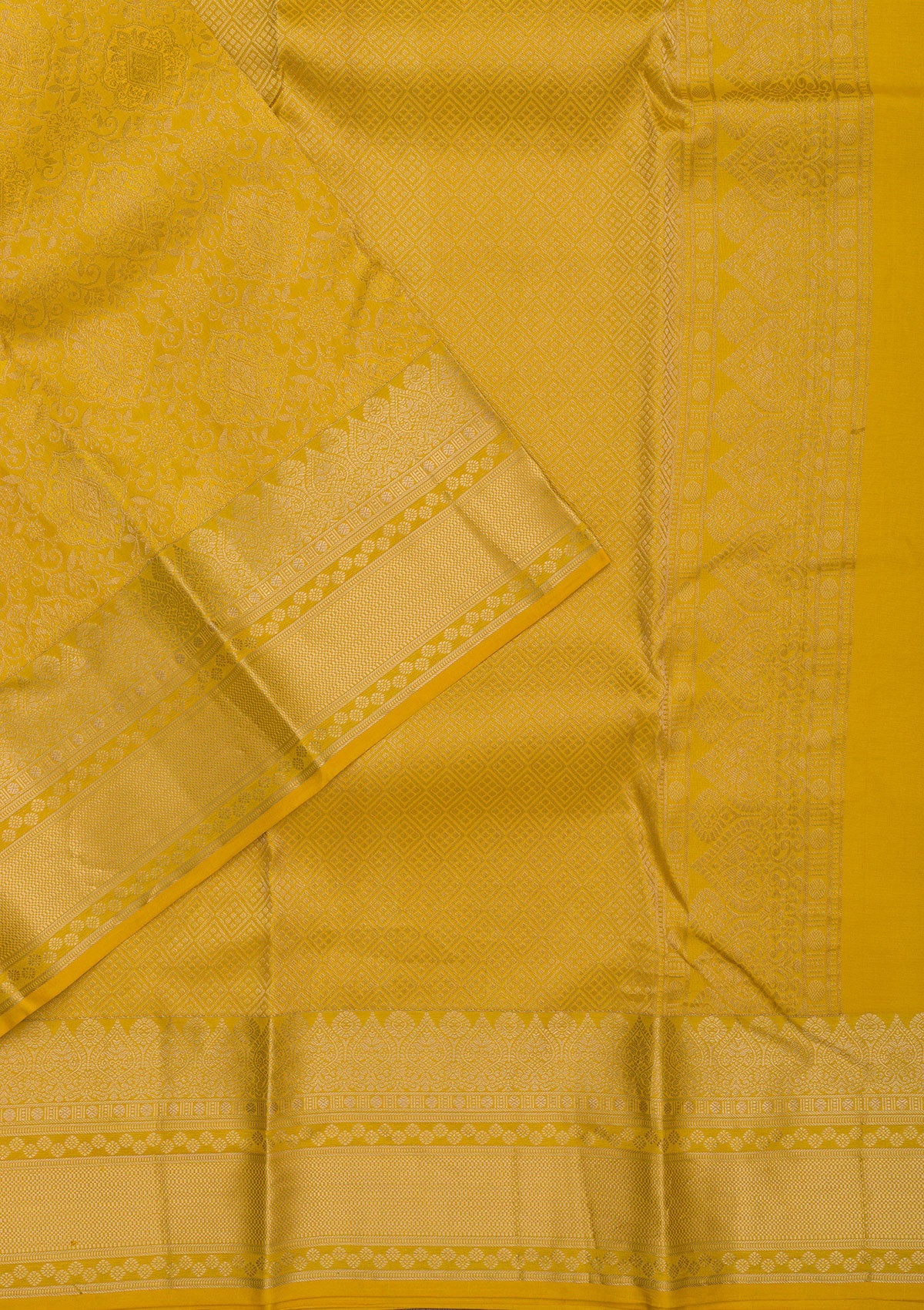 Mustard Zariwork Pure Silk Saree-Koskii