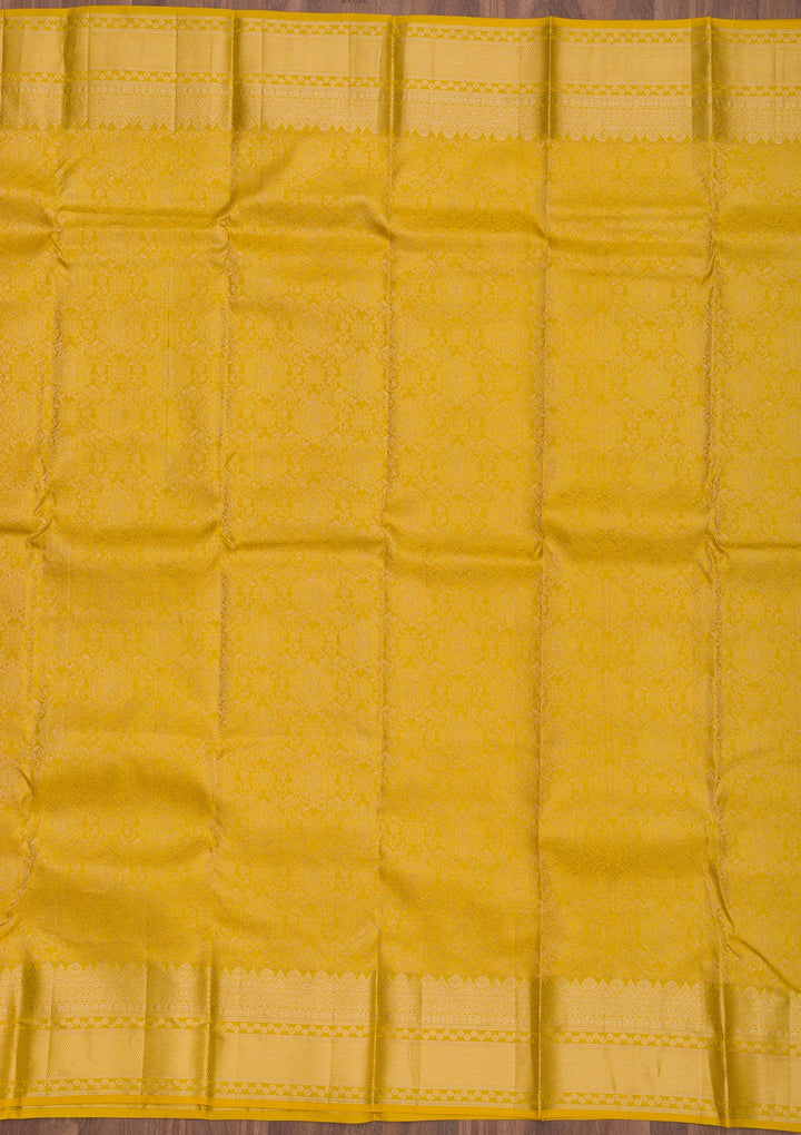 Mustard Zariwork Pure Silk Saree-Koskii