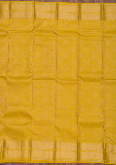 Mustard Zariwork Pure Silk Saree-Koskii