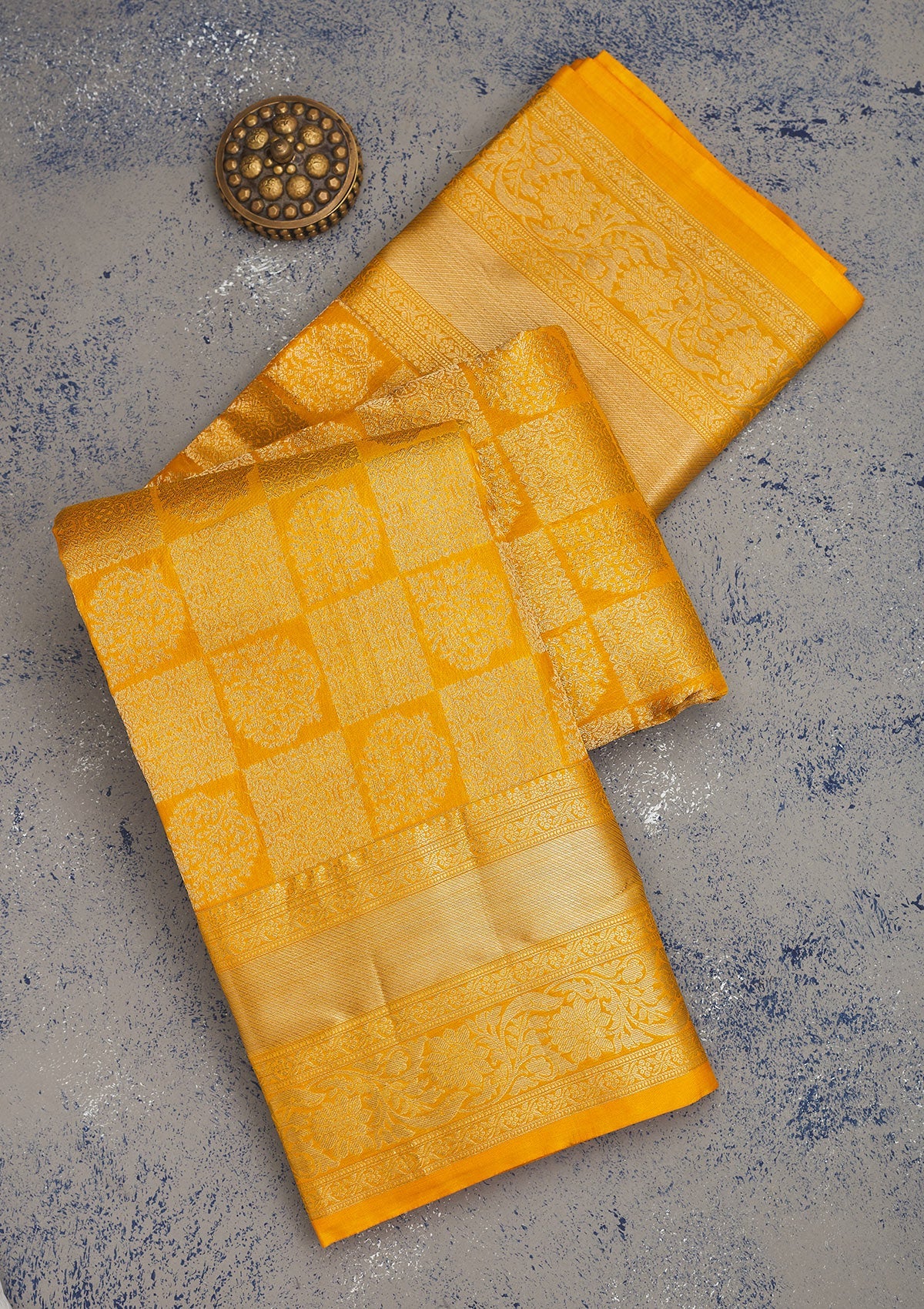 Mustard Zariwork Pure Silk Saree-Koskii