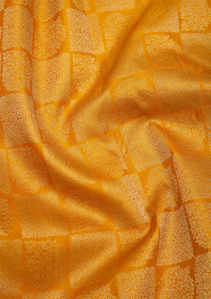 Mustard Zariwork Pure Silk Saree-Koskii
