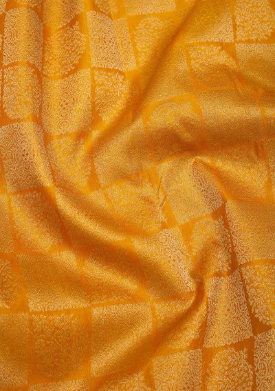 Mustard Zariwork Pure Silk Saree-Koskii