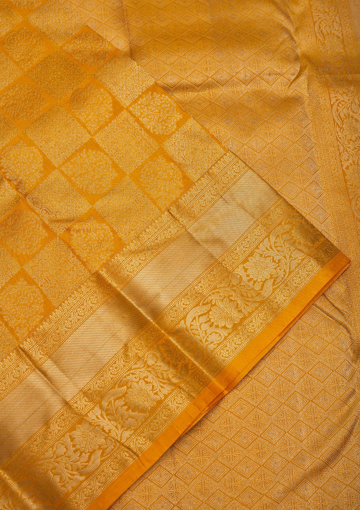 Mustard Zariwork Pure Silk Saree-Koskii