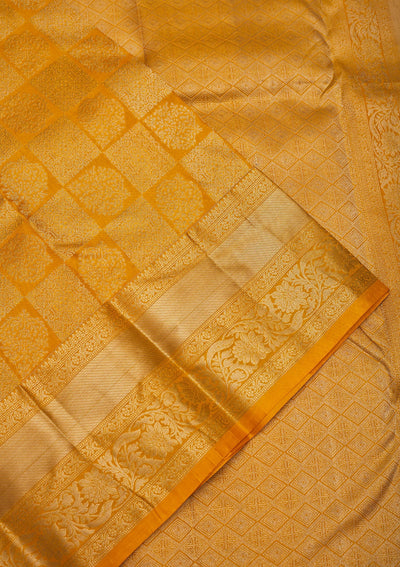 Mustard Zariwork Pure Silk Saree-Koskii