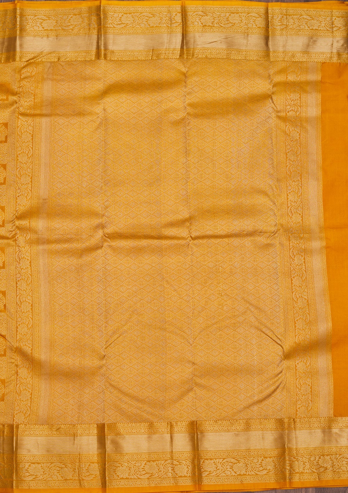 Mustard Zariwork Pure Silk Saree-Koskii