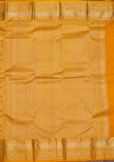 Mustard Zariwork Pure Silk Saree-Koskii