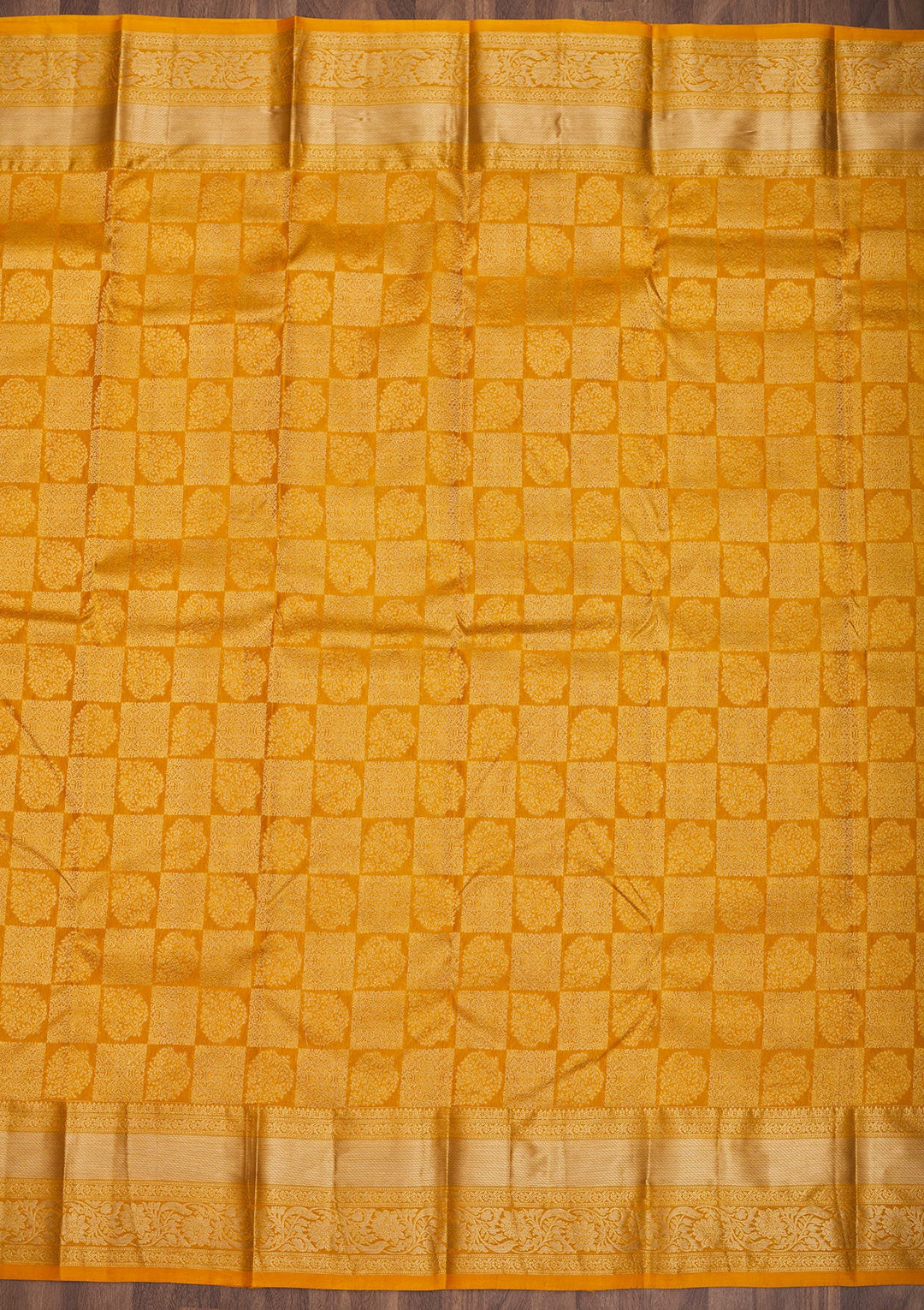 Mustard Zariwork Pure Silk Saree-Koskii