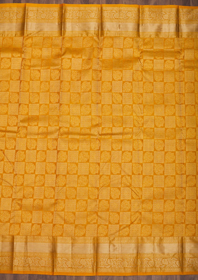 Mustard Zariwork Pure Silk Saree-Koskii