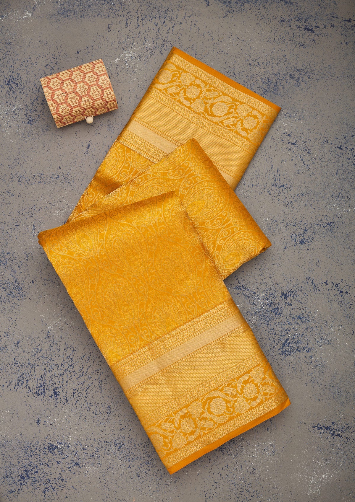 Mustard Zariwork Pure Silk Saree-Koskii