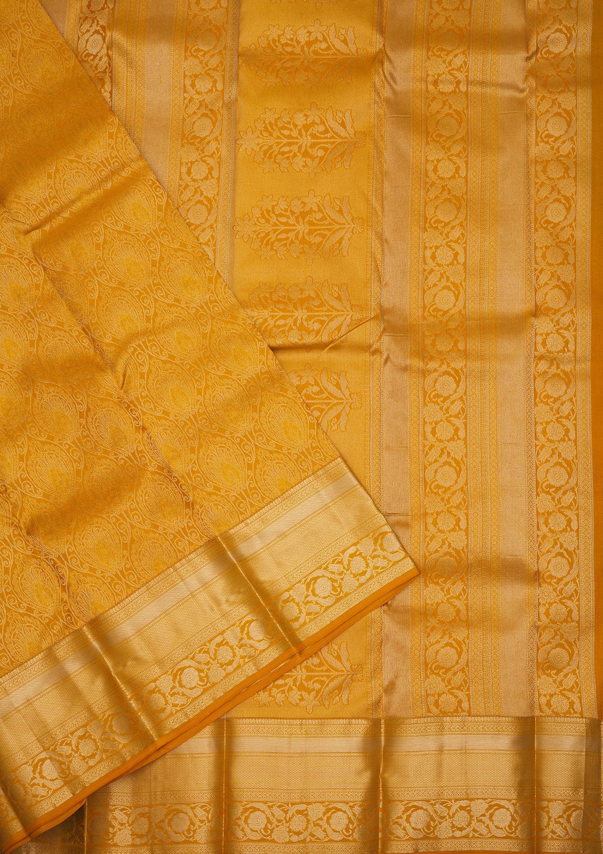 Mustard Zariwork Pure Silk Saree