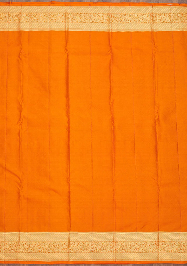 Orange Zariwork Pure Silk Saree-Koskii