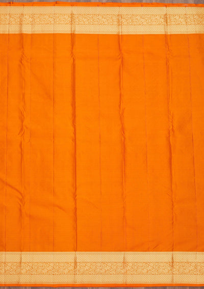 Orange Zariwork Pure Silk Saree-Koskii