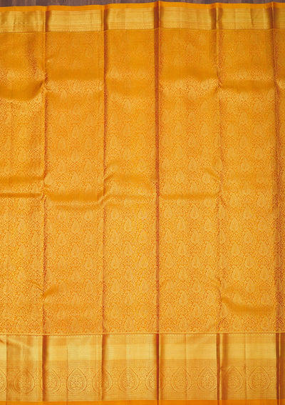 Mustard Zariwork Pure Silk Saree-Koskii