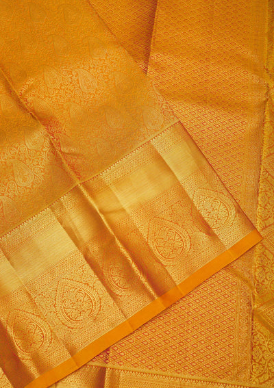 Mustard Zariwork Pure Silk Saree-Koskii