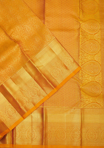 Mustard Zariwork Pure Silk Saree-Koskii