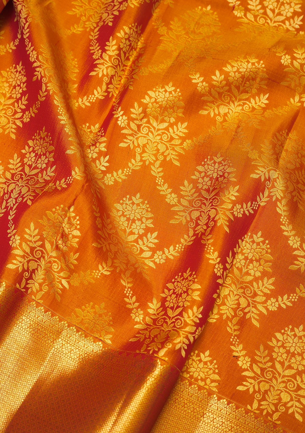 Mustard Zariwork Pure Silk Saree-Koskii