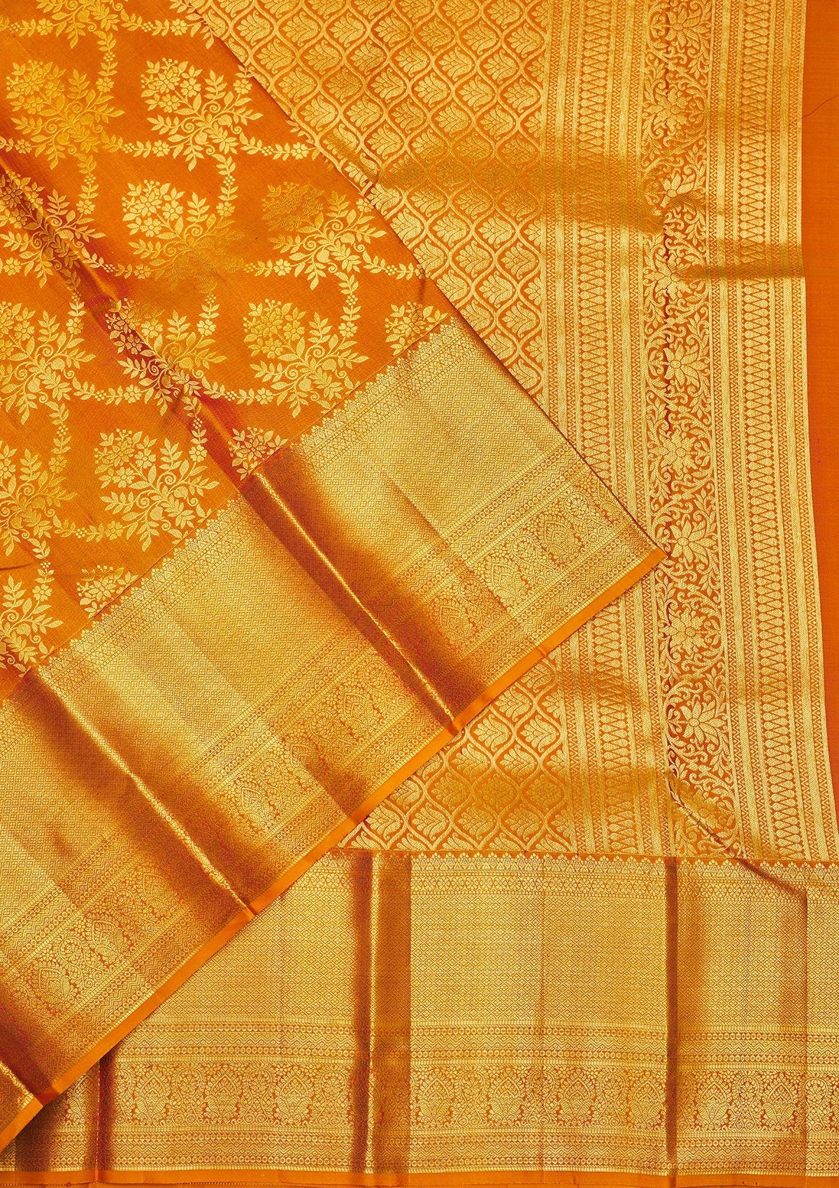 Mustard Zariwork Pure Silk Saree-Koskii