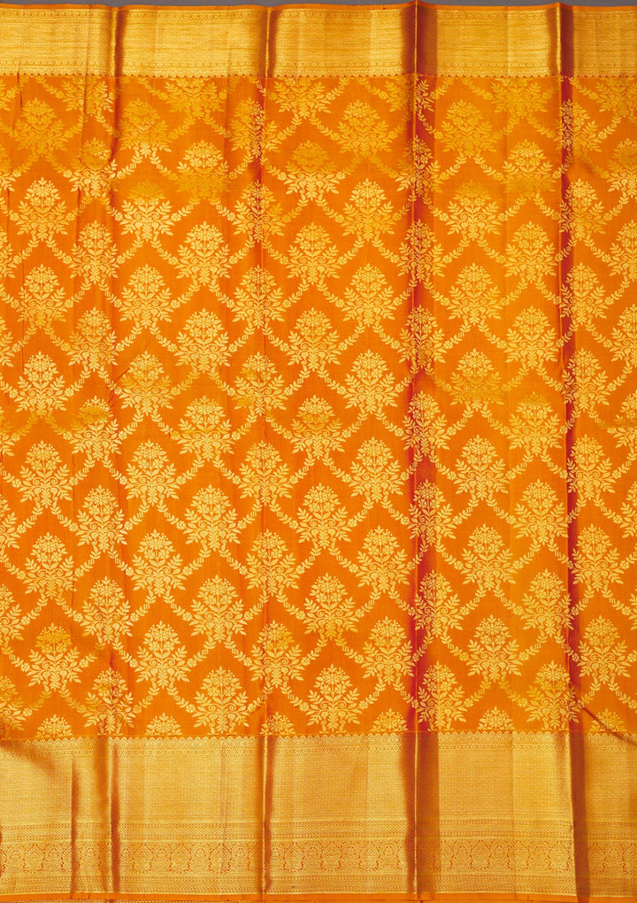 Mustard Zariwork Pure Silk Saree-Koskii