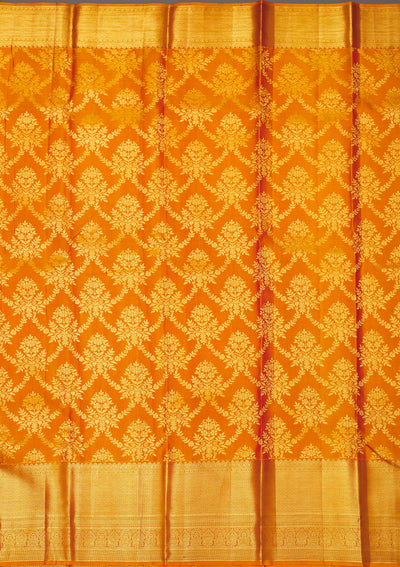 Mustard Zariwork Pure Silk Saree-Koskii