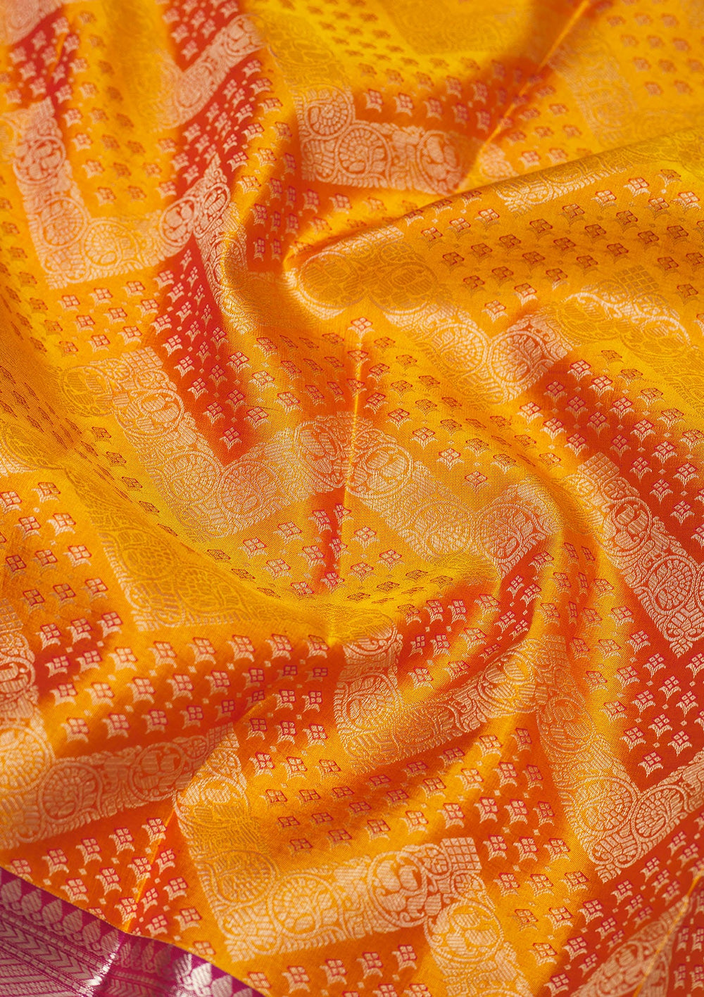 Mustard Zariwork Pure Silk Saree-Koskii