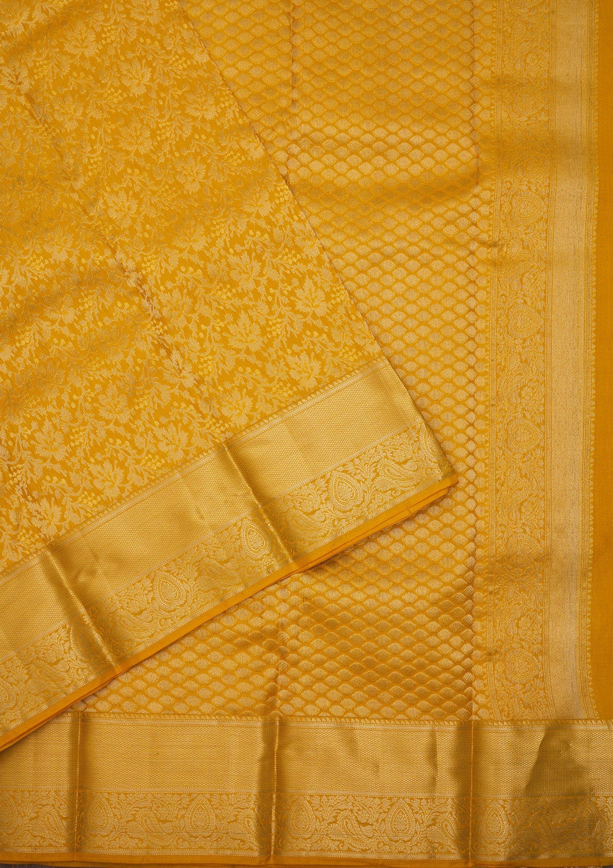 Mustard Zariwork Pure Silk Saree