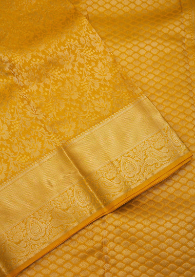 Mustard Zariwork Pure Silk Saree