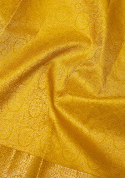 Mustard Zariwork Pure Silk Saree-Koskii