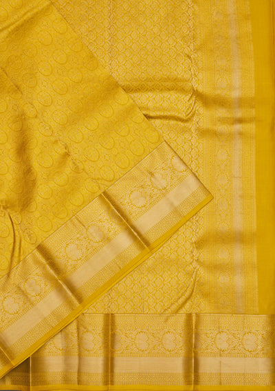 Mustard Zariwork Pure Silk Saree-Koskii