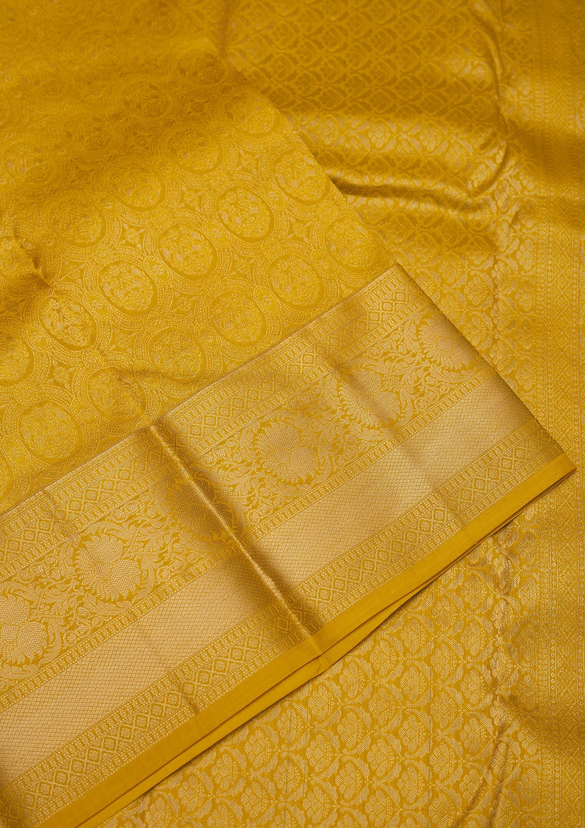 Mustard Zariwork Pure Silk Saree-Koskii
