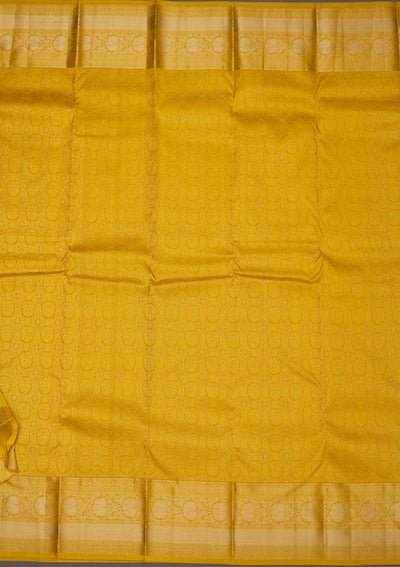 Mustard Zariwork Pure Silk Saree-Koskii